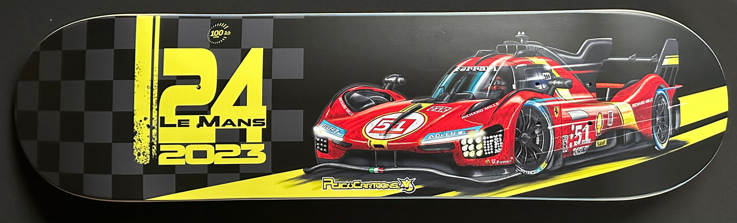 Planche de skateboard Ferrari Le Mans 2023 Cartoon !